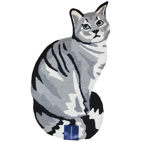 Safavieh Cat Rug 2’3”x3’9”Handmade Wool Pile Novelty Gray - Picture 1 of 7